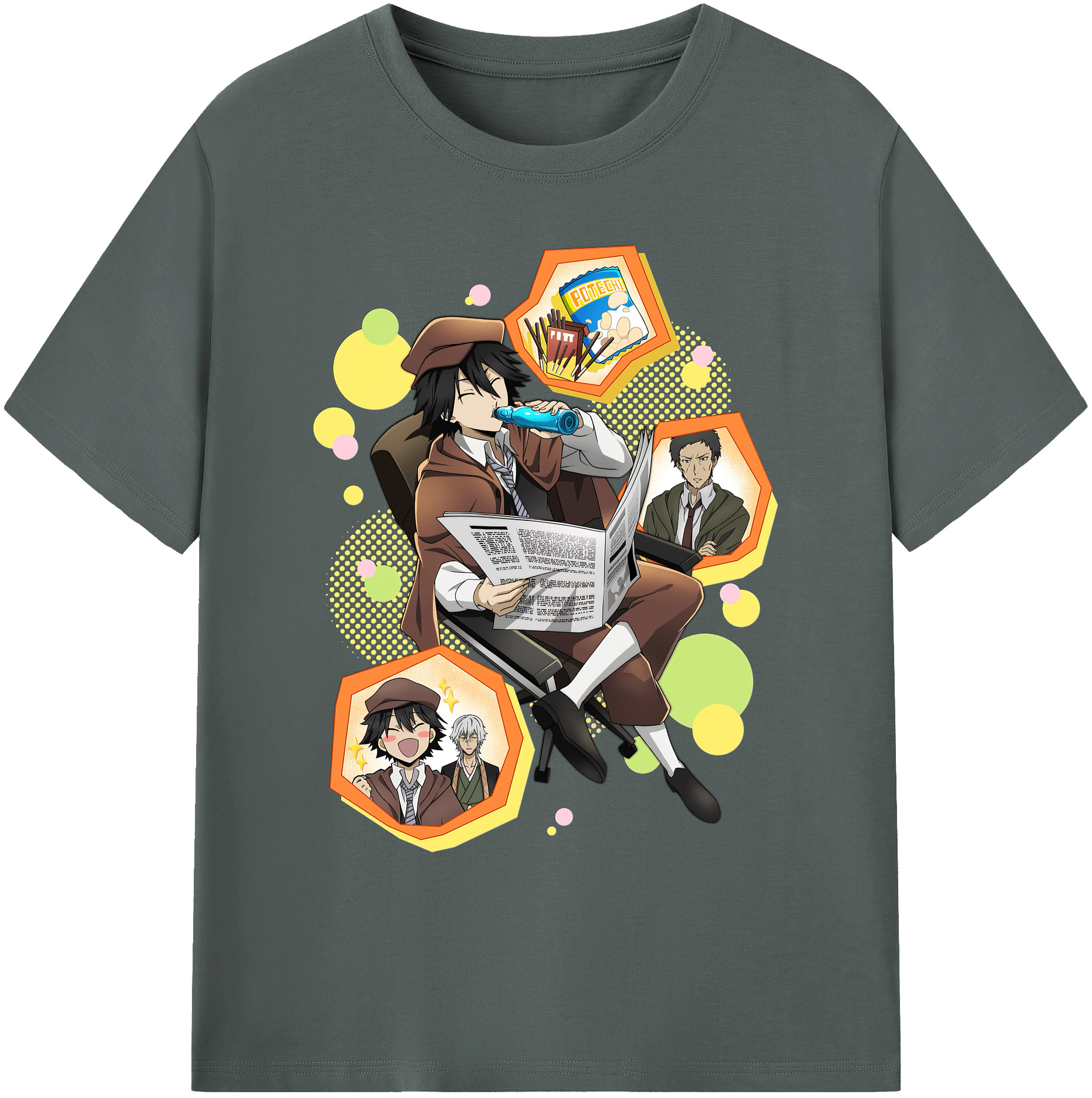 （画像用） 文豪ストレイドッグス Bungo Stray Dogs 綿100％ メンズ半袖Tシャツ｜肌触りやわらか＆通気性